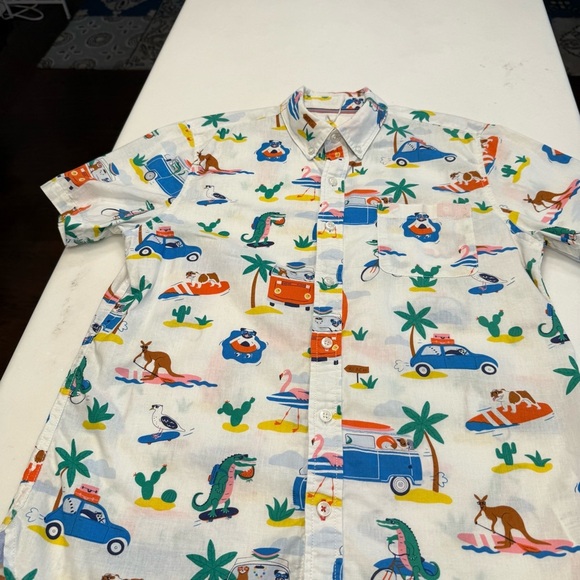 BODEN Boys Linen blend Short Sleeve Shirt size 13-14 years NWOT Multi Color - Picture 11 of 13